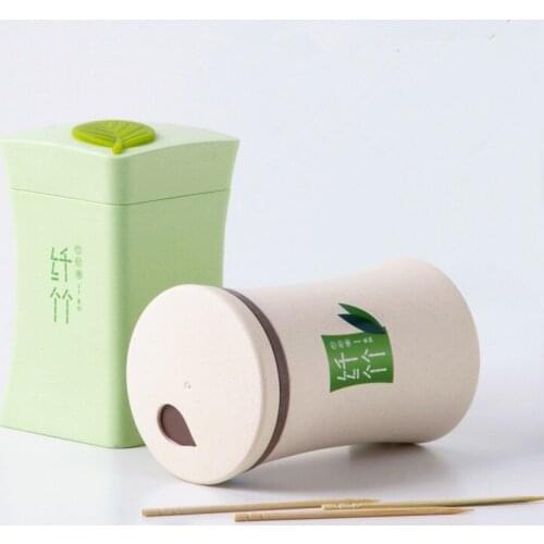 Bamboo Fiber Toothpick Box Toothpicks Holder Creative Household toothpick Can With Toothpick Inside