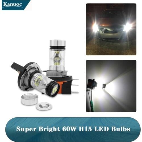 2PCS White H15 LED Fog Bulb Running Lights For Audi A5 A6 Q7 BMW Mercedes Benz Volkswagen Jetta Golf/GTi Tiguan