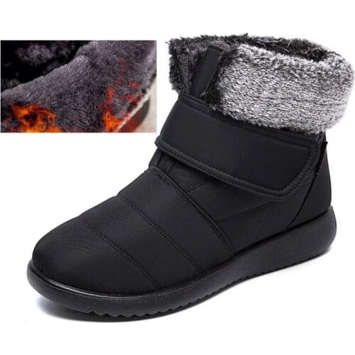 Koznoy Female Velet Warm Fur Shoe zapatos para mujer Large Size Women Snow Boots Hook Loop Platform Waterproof Winter Boot Women