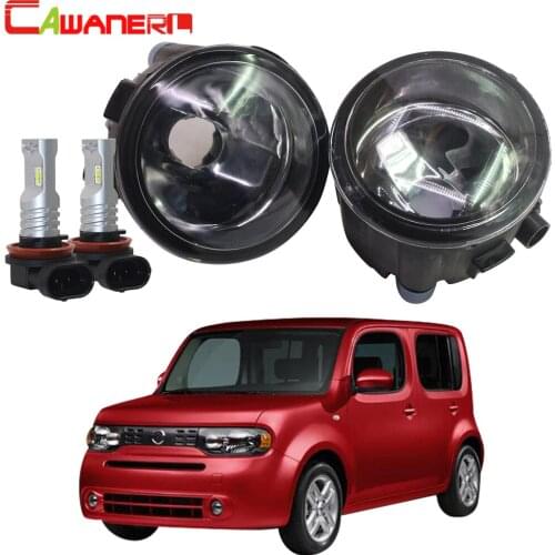 Cawanerl For Nissan Cube Z12 Hatchback 2010 2011 2012 2013 2014 Car Fog Light Lampshade + H11 LED / Halogen Lamp 12V Styling