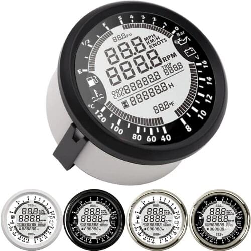 85mm 6 in 1 digital Multifunction gauge Speedometer GPS Tachometer Water Temp Fuel Level Voltmeter Oil Pressure gauge rpm meter