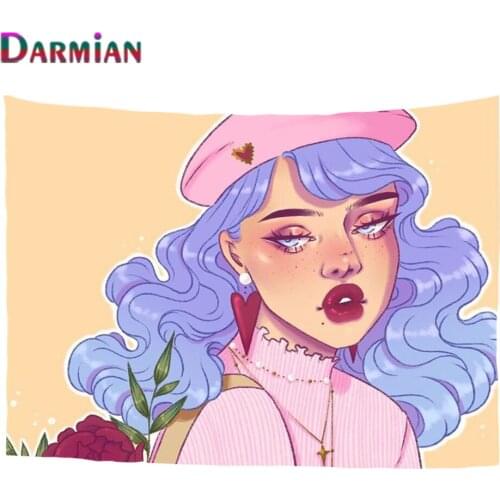 DARMIAN New 2021 Wall Decoration Personality Cartoon Girl Pattern Design Tapestry Female Dormitory Bedroom Decor Tapestry Gifts