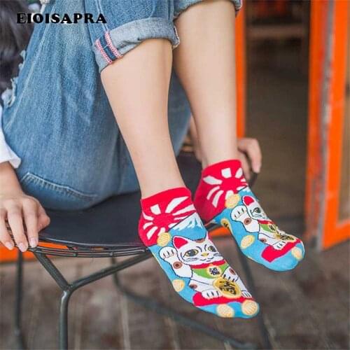 [EIOISAPRA]Womens Cute Cartoon Funny Socks Printing Cat Fish Sushi Pattern Art Socks Creative Calcetines Japan Harajuku Socks