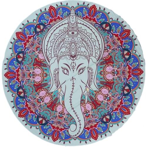 Beautiful Antique Polyester 145cm Printed Round Elephant Indian Bohemian Mandala Tapestry Throw Yoga Mat Beach Mat Blanket