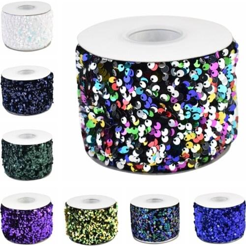 HSDRibbon 3 inch 75mm HSD-Genuine Series New colorful Sequin Velvet Sequin Ribbon 25Yards/Roll