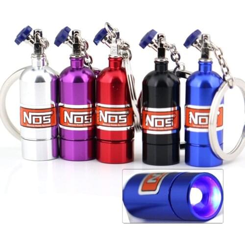 Creative NOS Led Light Turbo Keychain Fashion Personality Accessories Nitrogen Booster Bottle Keyring Keyfob Key Chain Ring