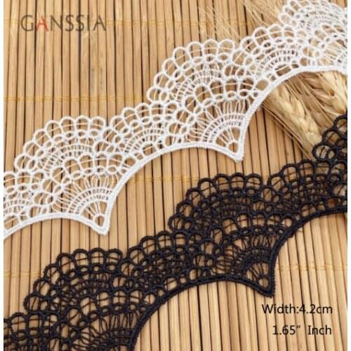 1yard Width: 4.2cm Embroidered Lace Trim Ivory White&Black Laces for Wedding Dress Sewing Accessories Decoration(ss-2387)