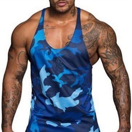 Gym Men Bodybuilding Camo Sleeveless Single Tank Top Muscle Stringer Athletic Fitness Vest Tops Summer Clothes vest