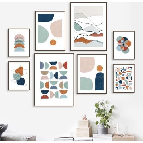 Abstract Shape Geometric Sun Line Boho Wall Art Canvas Painting Nordic Posters And Prints Wall Pictures For Living Room Decor