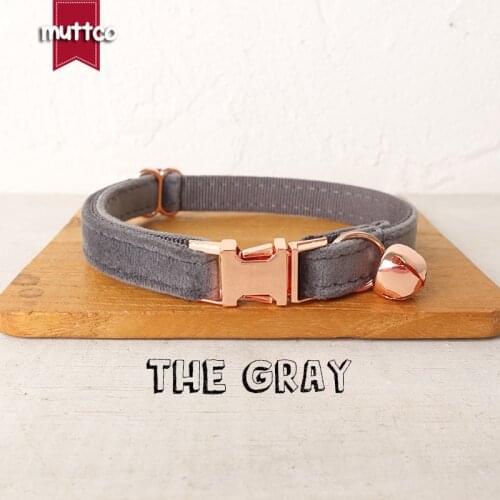 MUTTCO retail with platinum high quality metal buckle collar for cat THE GRAY design cat collar 2 sizes UCC108M