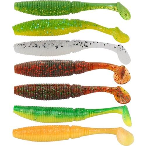 Soft lure 15pcs/bag 75mm 3.8g T-tail Silicone Bait Leurre Souple Para Pesca Fishing Wobblers Sabiki Feeder Peche A La Carpe
