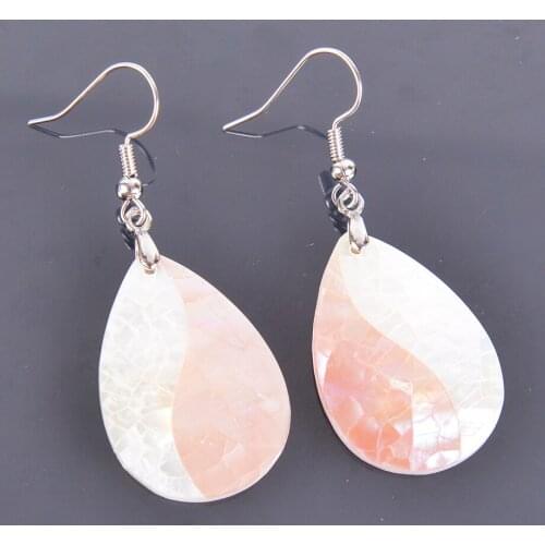 Natural Dangle Hook Earrings Abalone Shell Paua Beads Pendant New Zealand Olivary Earring Women Hanging Fashion Jewelry R451