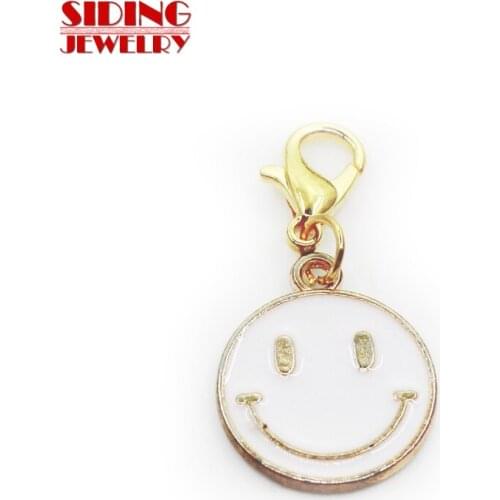 New Aarrival 20pcs/lot Smile/Smiling Face Dangle Charms Hanging Lobster Clasp Charm DIY Jewelry Accessories Necklace Pendant