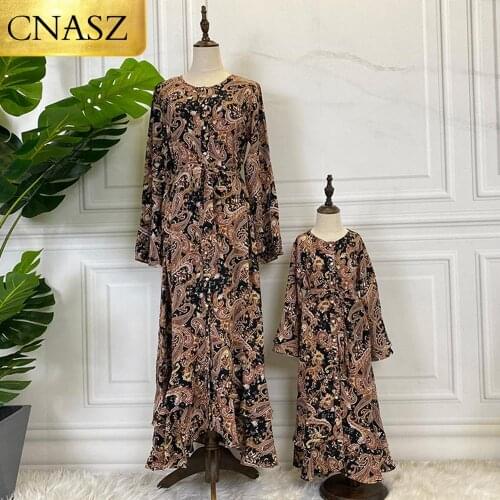New Arrivals Long Sleeve Mommy And Daughter Dress Fashion Muslim Islamic Elegant Clothing For Ladies Middle East Turkey Womens