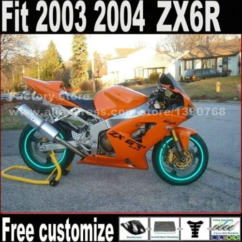 NEW HOT fairing kit for 2003 2004 Kawasaki ZX6R Ninja 636 all orange ZX636 ZX-6R 03 04 Fairings set ZV4
