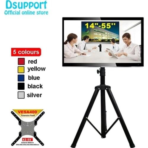 14-55" Movable Folding LCD TV Floor Stand TV Mount Cart Display Rack Full Motion TV Tripod Loading 50kgs Max.VESA 400x400mm