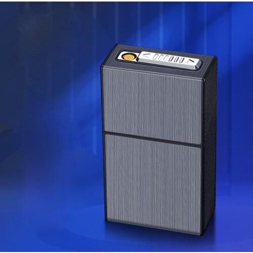 20 Pieces of Thick Cigarettes Integrated USB Rechargeable Cigarette Case Lighter Smoking Accessories for Weed Gadgets for Men