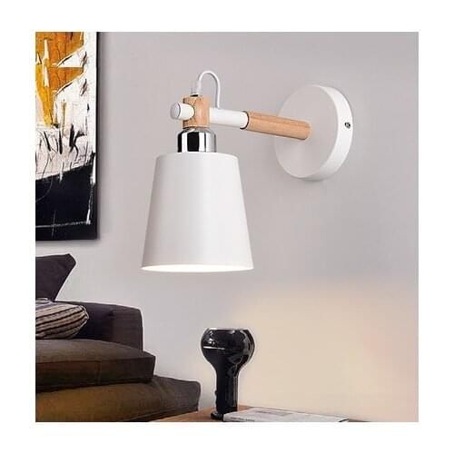 Simple Fashion Modern Wall Sconces Iron Wooden LED Wall Light Fixtures For Aisle Home Indoor Lighting Bedside Wall Lamp