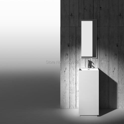 Bathroom Cuboid Pedestal Washbasin Solid Surface Stone Cloakroom Freestanding Vanity Sink W9021