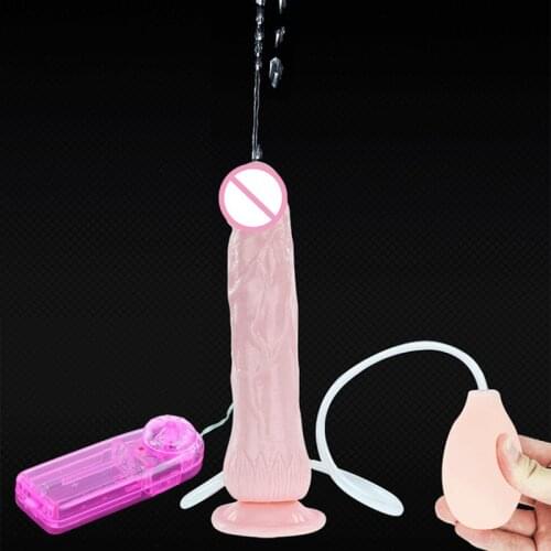 Erotic Ejaculating Realistic Dildo Vibrator Strapon Squirting Penis Suction Cup Dildo Vagina Anal Dick Adult Sex Toys for Woman