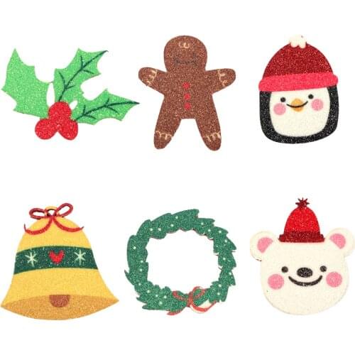 Christmas Accessories Flat Back Planar Bear Penguin Bell Plastic Resin Accessories DIY Bows Supplies Handmade Crafts 10 Pieces