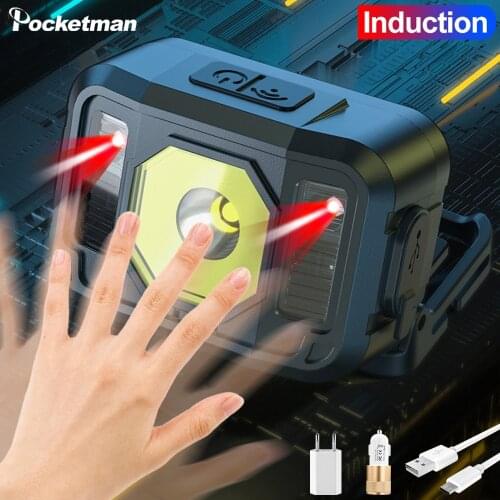 80000lm Motion Sensor Headlamp Rechargeable 3 Modes Head lamp Long Battery Best Headlamps for Fishing