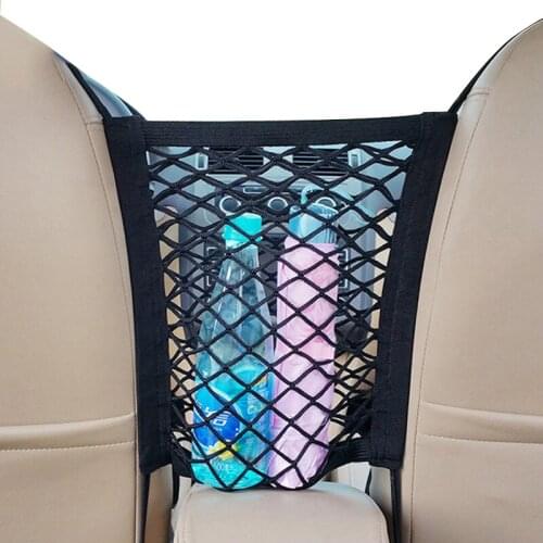 Universal Car Seat Net Bag Elastic Mesh Storage Bag Organizer Black Trunk Sundries Storage Pocket Phone Holder Car Accessories