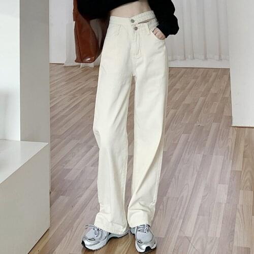 Spring Autumn 2021 New High Waist Loose Jeans For Women Casual Straight Pants Mom Jeans Pants Retro Washed Boyfriend Chic Jeans