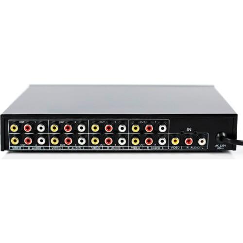 VSP8 one Input 8 Output video audio amp spliter RCA Connector AV Splitter for HDTV LCD DVD