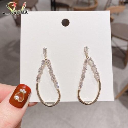 Simple Design Irregular Circle Geometric Earrings For Women Metal Zircon Fashion Jewelry Pendientes Wholesale High Quality