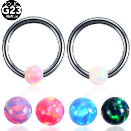 1PC G23 Titanium CBR Captive Bead Rings BCR Opal Ball Closure Nipple Lip Tragus Eyebrow Earrings Septum Piercing Fashion Jewelry