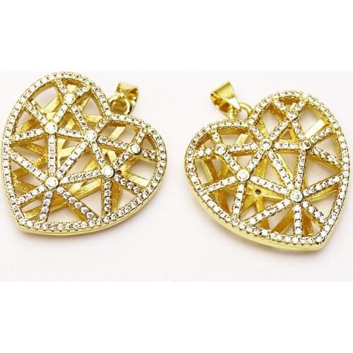 10 Pcs Zircon 3D heart Pendant accessories necklace pendants Charms jewelry for women accessories zircon pendants beads 8200