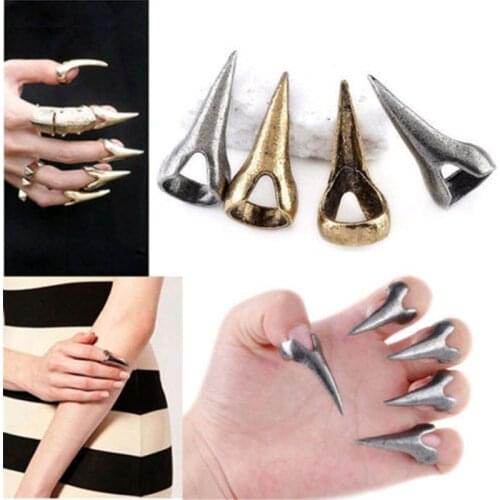 12pcs/set Cosplay Wolverine Retro Punk Gothic Nail Finger Claw Spike Alloy Sharp Knuckle Rings Set Party Decoration Accessories