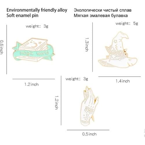 20/Lot Witch Hat Book Hand Brooch Badge Figures Pin For Lapel Action Figure