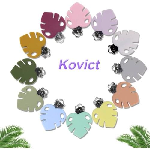 Kovict 3pcs Leaf Pacifier Clip Silicone Beads Baby Teether Teething Accessories Clip Pacifier Buckle Toy DIY Beading tool