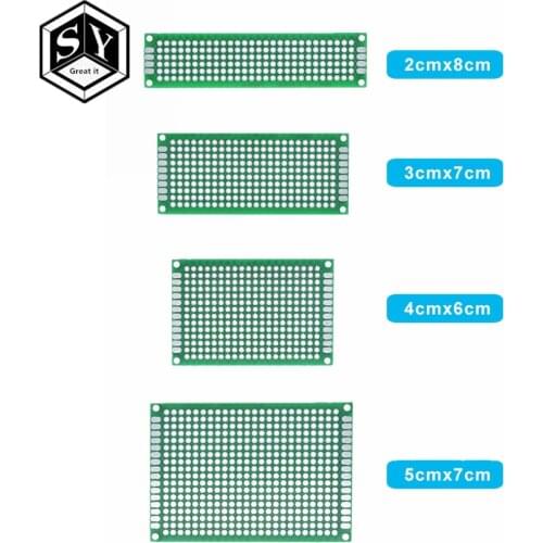 4PCS Great IT 5x7 4x6 3x7 2x8cm double Side Copper prototype pcb Universal Board Fiberglass board for Arduino