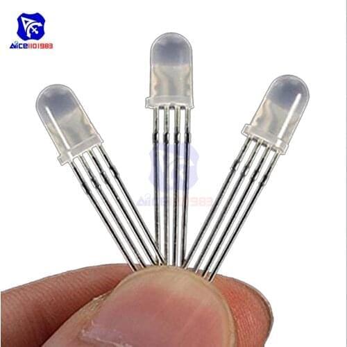 50PCS/Lot 4 Pin RGB LED Diode Lights Red/Green/Blue Diffused Round Common Anode Bulb Electronics Components