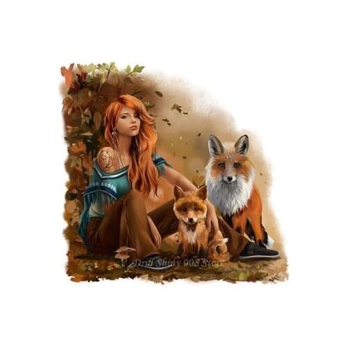 5D DIY Full Diamond Painting Cartoon Girl and fox Picture of Diamond Embroidery Cross Stitch Home Decoration Christmas Gift