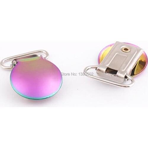 6pcs/lot rainbow color vacuum plating colorful round shape Suspender Clips straps Clips for garment