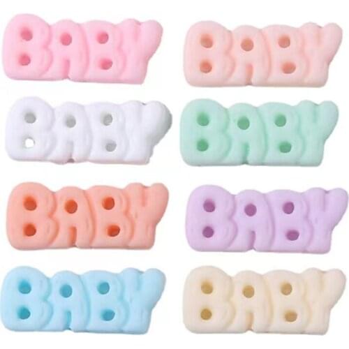 Word Baby Charm 6pcs Flat Back Glue Set 12*28mm Baby Letter Jewelry Accessory Jewelry Decoration Croc Jewelry Findings