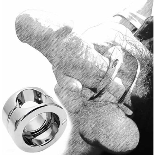 620g heavy stainless steel Ball Scrotum Stretcher penis cock ring metal Locking pendant erection CBT Chrome male sex toy