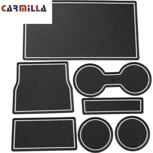 7pcs Gate Slot Pad Door Groove Mat for Tesla Model 3 Black/Red/White Rubber Mat Center Console Cup Holder