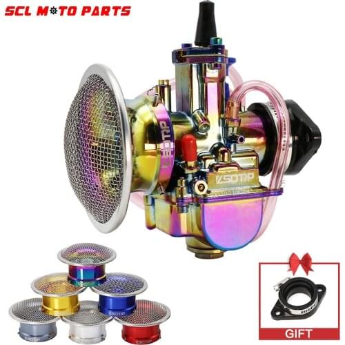 ALconstar-Motorcycle Color Carburetor + Adapter + Air Filter With Mesh For PWK 21 24 26 28 30 34mm 50-250cc Engine 4 Stroke Moto