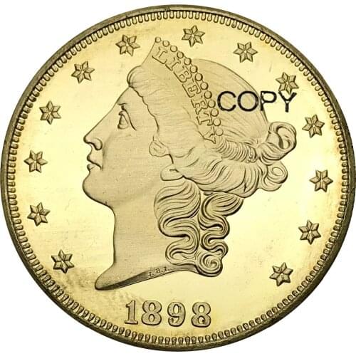 United States 20 Dollars Liberty Head Double Eagle with motto TWENTY DOLLARS 1876 1876 CC 1876 S Brass Metal Copy Coins