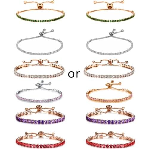 6Pcs Multicolor Tennis Bracelet with Sparkling 5A Cubic Zirconia Adjustable Bracelet for Mother Day to Women Lady Girls