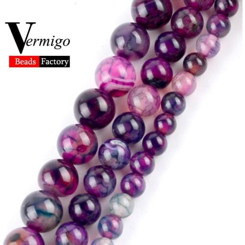 Wholesale Natural Stone Beads Fuchsia Green Line Agates Round Loose Beads For Jewelry Making Diy Bracelet 6 8 10mm Pick Size