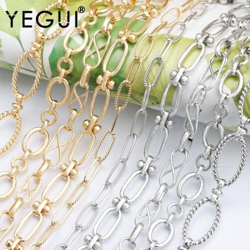 YEGUI C169,diy chain,18k gold plated,0.3microns,copper metal,rhodium plated,charms,jewelry making,diy bracelet necklace,1m/lot