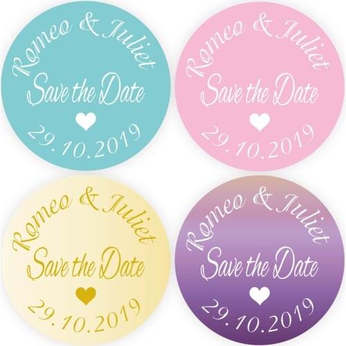 DouxArt 100 Pieces Customized Stickers Save the Date, 4CM Colourful Wedding Party Baptism Communion Favors Labels Gifts Seals