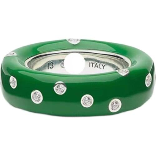 Enamel Drip Glaze Inlaid Zircon Ring Net Celebrity The Same Street Wild Cold Style Ins Trend Fashion Trendy Brand Jewelry