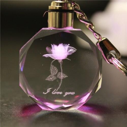Artificial Crystal Key Chain 3D Crystal Engraving Couple Small Pendant Valentines Day Party Favors for Wedding Party Small Gift